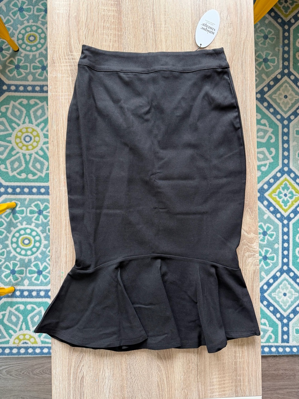 NWT Unique Vintage Black Ruffled Hem Women's Skirt